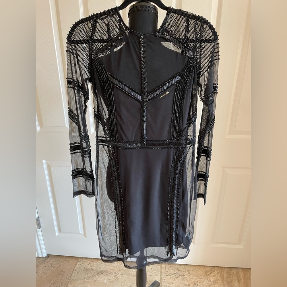 H&M Gold Label Hand Beaded Lined Black Dress
